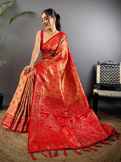 Heritage Warli Gold Zari Dharamavaram Silk Pattu Saree