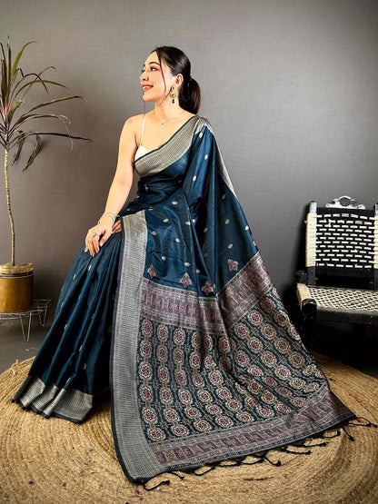 Celebrity Katan Silk Thread Work Pattu Saree