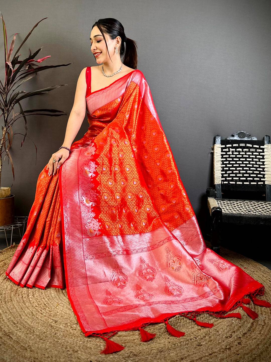Heritage Red Gold Zari Kanjivaram Pattu Saree