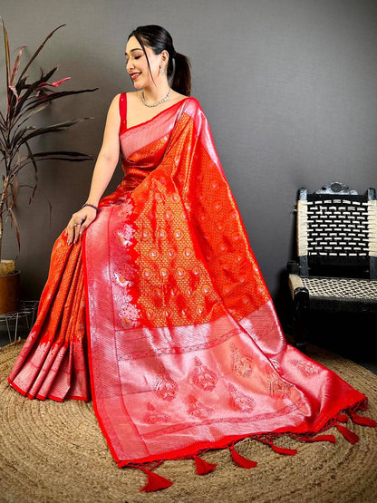 Heritage Red Gold Zari Kanjivaram Pattu Saree