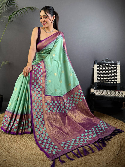 Royal Minakari Chess Border Soft Silk Pattu Saree