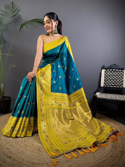 Radiant Feather Dubal Tone Soft Silk Pattu Saree