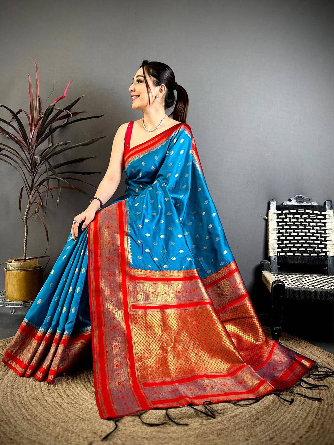 Royal Teal Banarasi Katan Silk Zari Pattu Saree