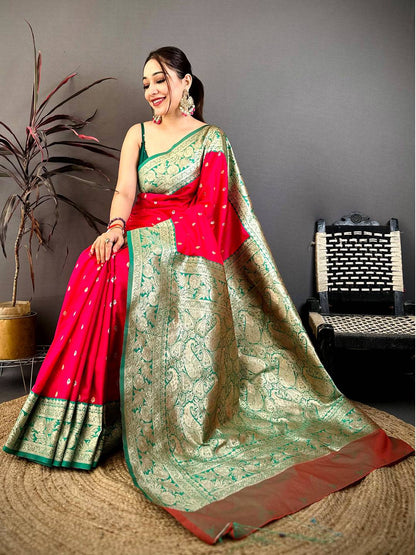 Bright Pink Soft Silk Kanjivaram Pattu Saree