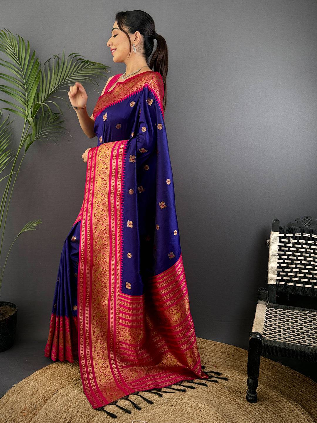 Purple Soft Gadwal Silk Pattu Saree