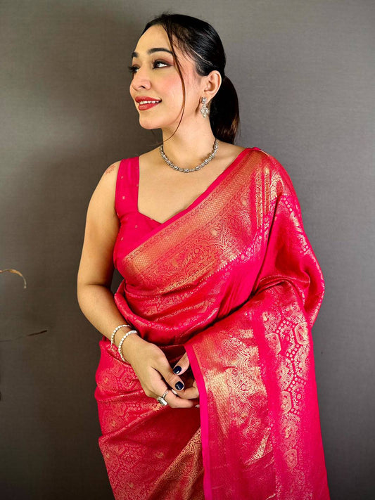 Classic Kanjivaram Self Gold Zari Weave Pattu Saree