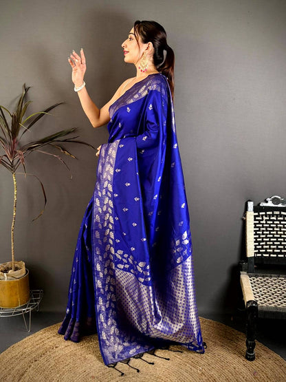 Ethnic Butti Soft Silk Zari Pallu Pattu Saree