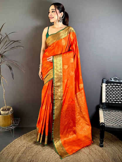 Regal Katan Tussar Feel Zari Border Pattu Saree