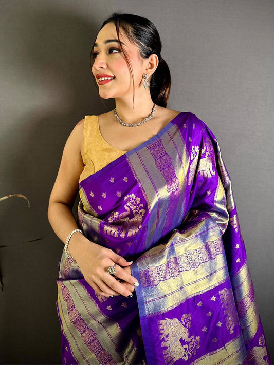 Opulent Fine Silk Zari Weaving Pattu Saree