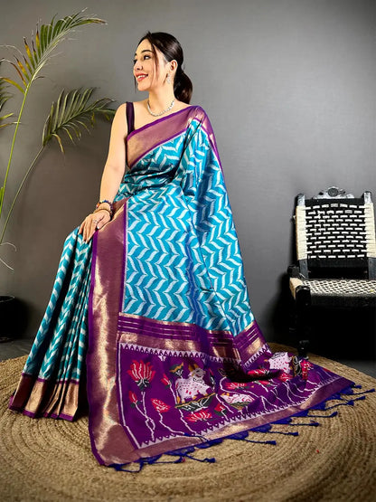 Tradition Style Banarasi Ikkat Pattu Saree

