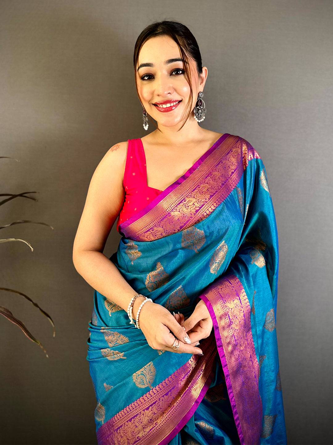 Classic Katan Tussar Feel Zari Border Pattu Saree