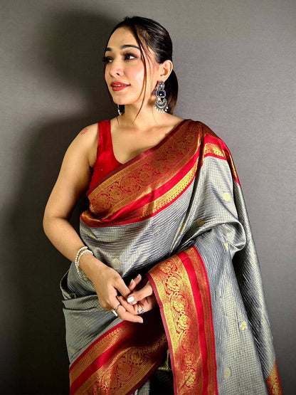 Radiant Banarasi Katan Contrast Border Pattu Saree