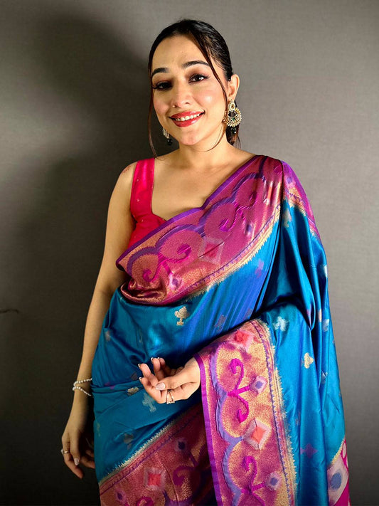 Stylish Silk Ikkat Pochampally Weaving Pattu Saree