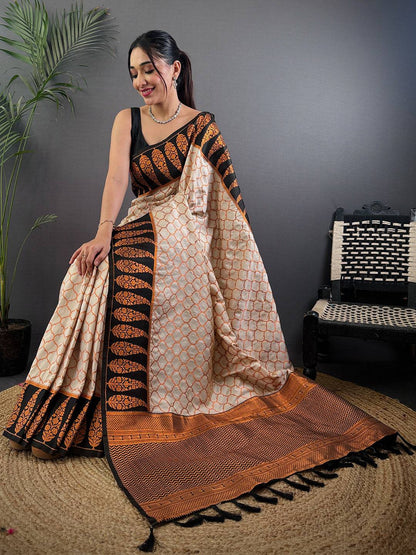 White Soft Banarasi Katan Silk Pattu Saree