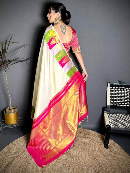 Classic Kanchi Rudraksha Zari Butta Pattu Saree