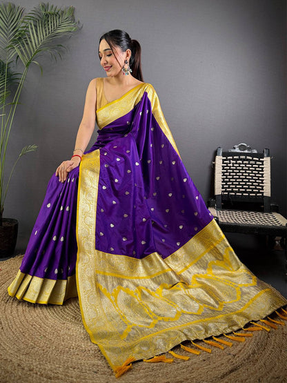 Purple Soft Silk Feather Pattu Saree