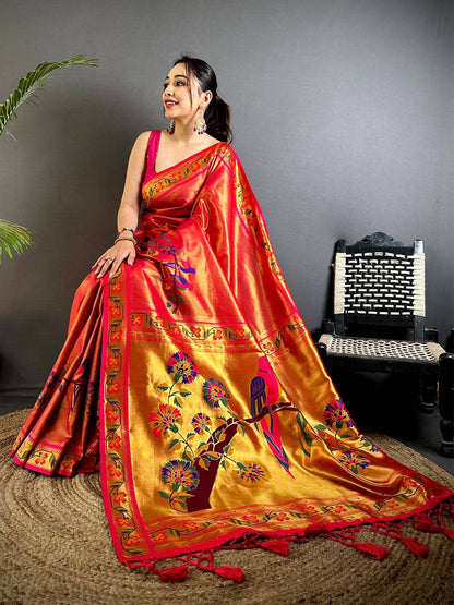 Majestic Minakari Paithani Tissue Pattu Saree