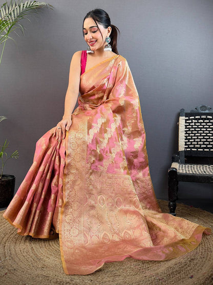 Rust Radiant Dual Tone Tissue Silk Pattu Saree