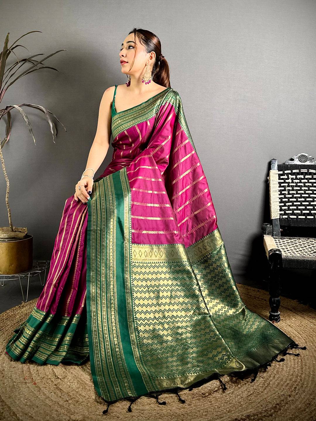 Pink Kankavati Soft Silk Designer Pattu Saree
