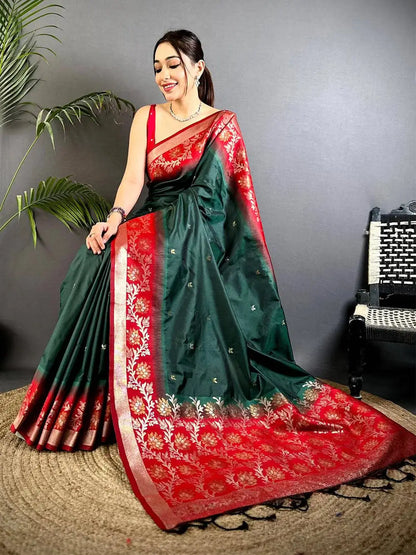 Radiant Green Gadwal Pattu Saree