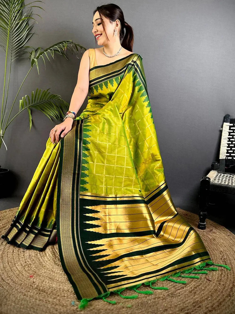 Majestic Dual Tone Gold Zari Pattu Saree