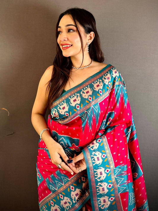 Radiant Warli Ikkat Patola Silk Pattu Saree