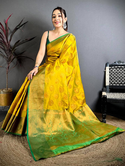 Artistic Copper Zari Banarasi Katan Silk Pattu S...

