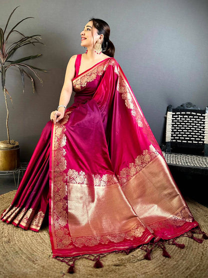 Vibrant Ombre Weaving Mashru Silk Pattu Saree