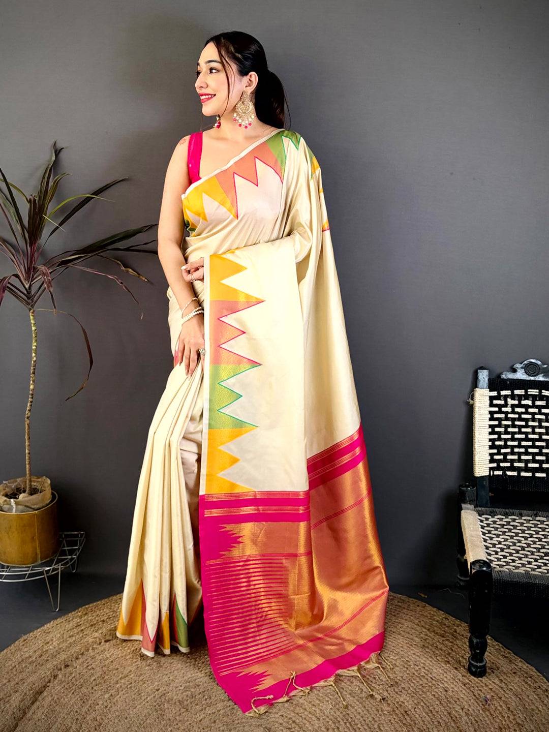 Chiku Soft Silk Regal Copper Zari Pattu Saree