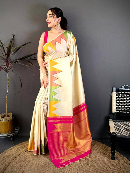 Chiku Soft Silk Regal Copper Zari Pattu Saree