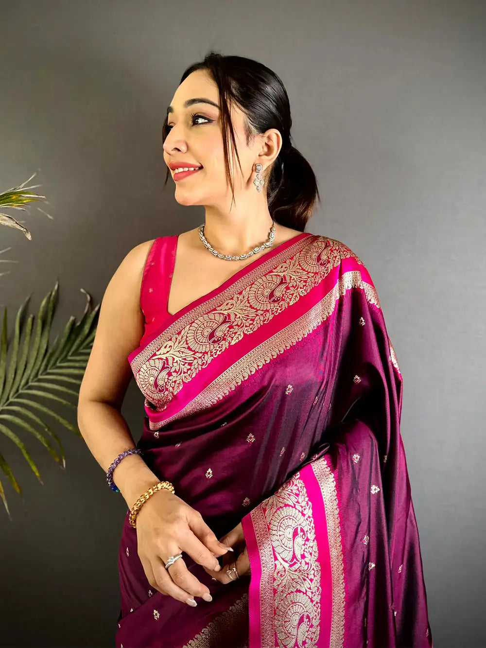 Magenta Soft Silk Kanjivaram Pattu Saree

