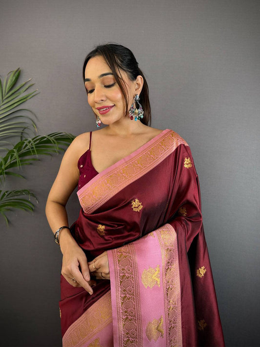Brown Soft Gadwal Silk Pattu Saree
