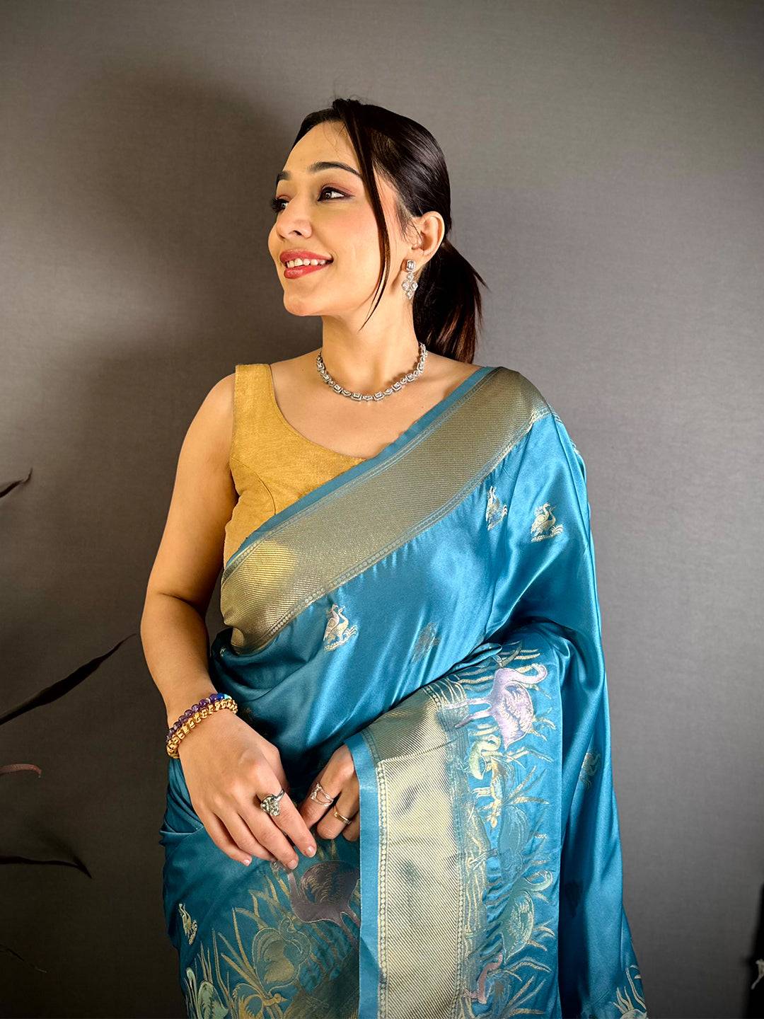 Heritage Minakari Satin Silk Pattu Saree