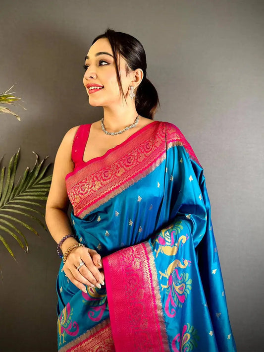 Regal Minakari Peacock Soft Silk Pattu Saree


