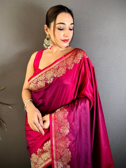 Vibrant Ombre Weaving Mashru Silk Pattu Saree