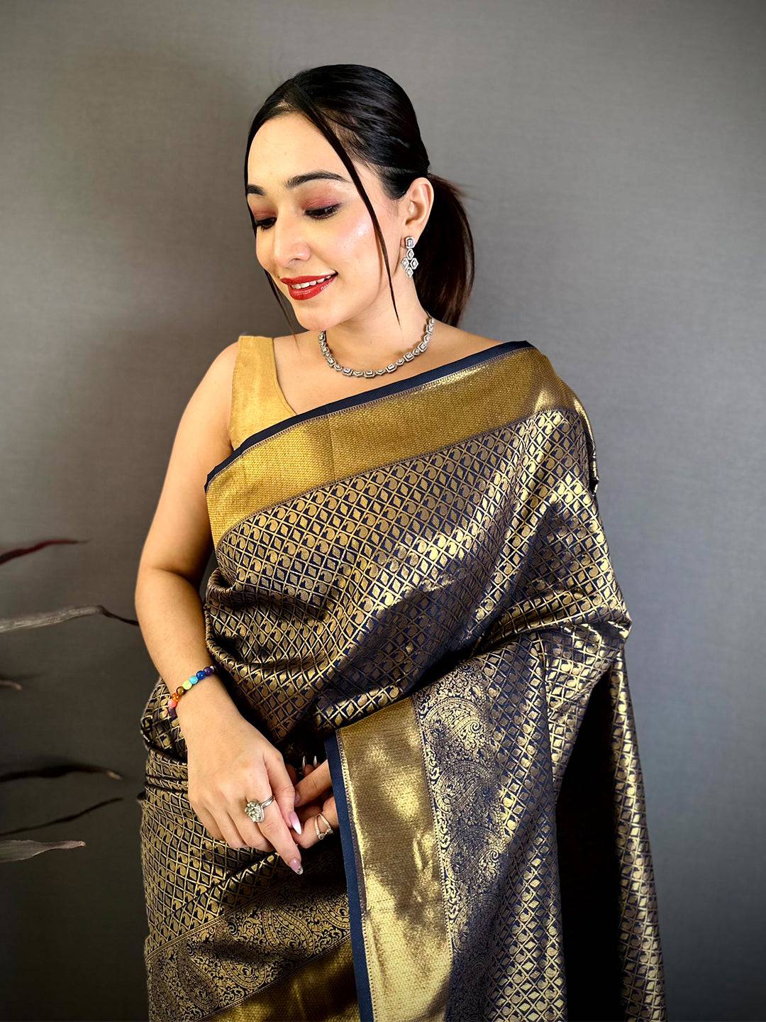 Radiant Black Kanjivaram Zari Silk Pattu Saree