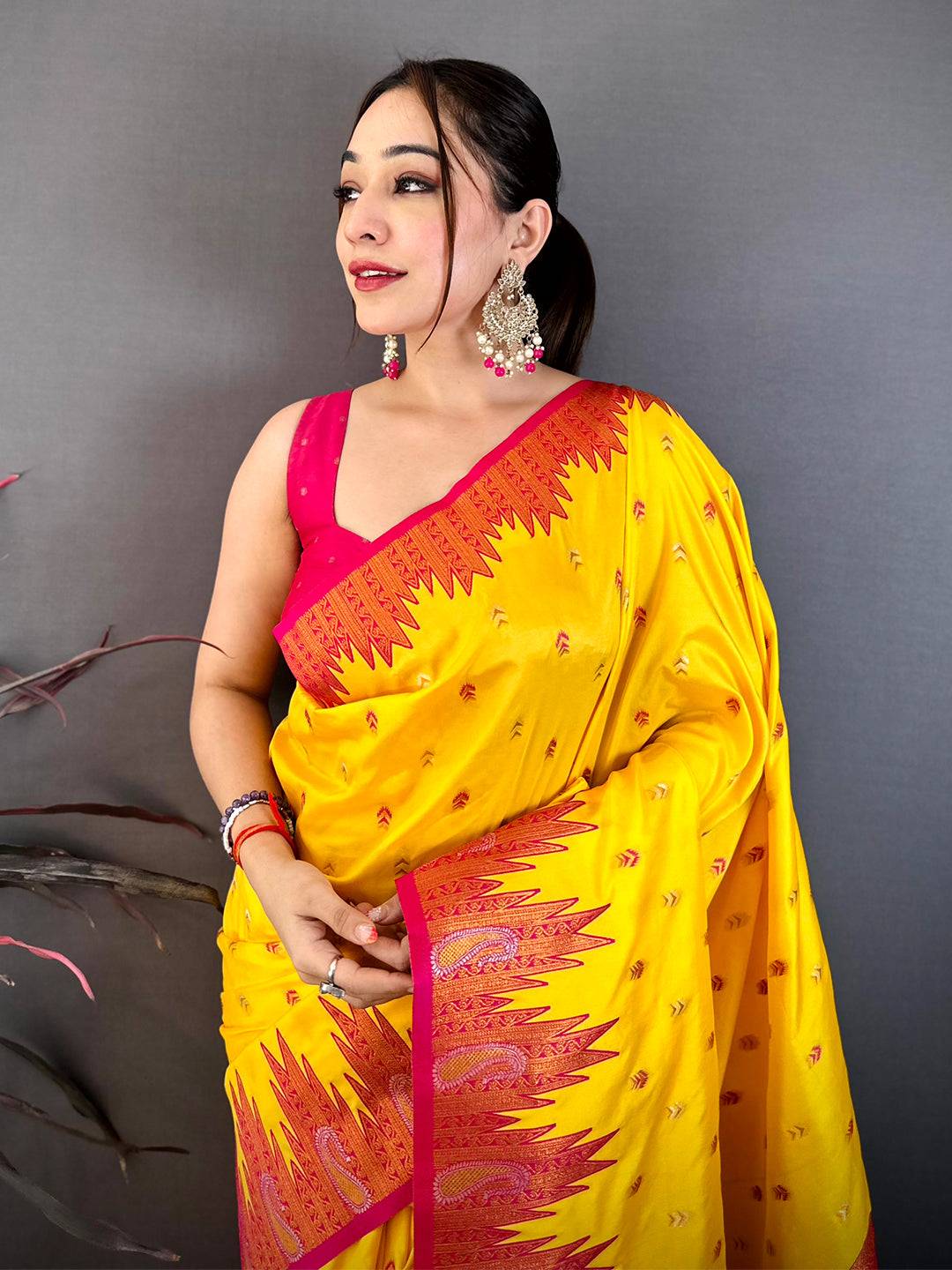 Mustard Yellow Soft Silk Kanjivaram Pattu Saree