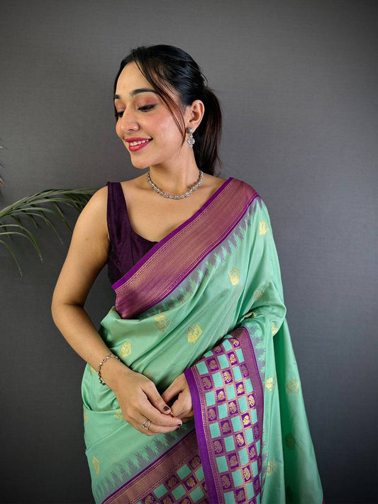Royal Minakari Chess Border Soft Silk Pattu Saree