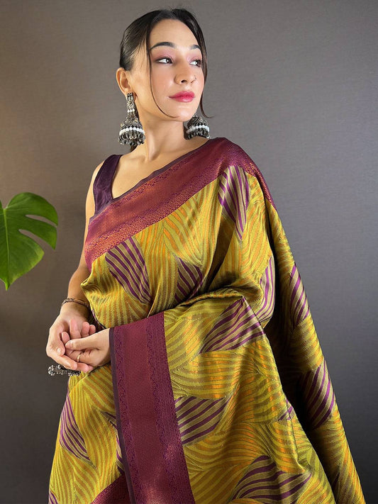 Green Tussar Silk Zari Weaving Ikkat Pattu Saree