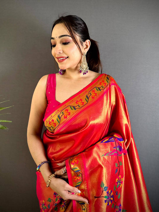 Majestic Minakari Paithani Tissue Pattu Saree