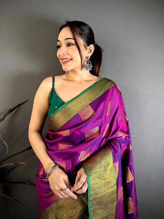 Opulent Copper Zari Banarasi Katan Silk Pattu Saree

