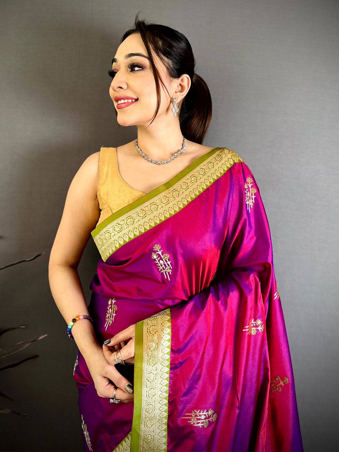 Royal Rani Pink Soft Silk Gadwal Pattu Saree