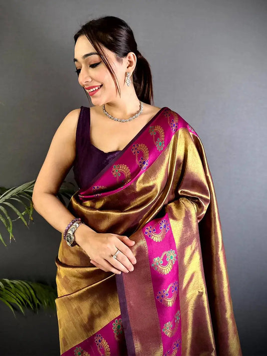 Golden Grace Tissue Kanjivaram Pattu Saree