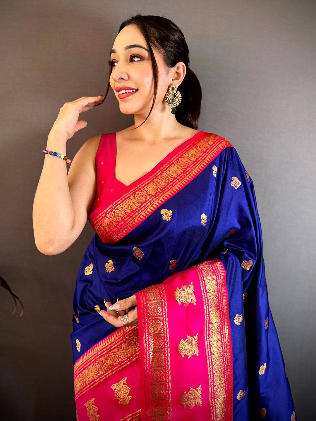 Elegant Royal Blue Zari Butta Silk Pattu Saree
