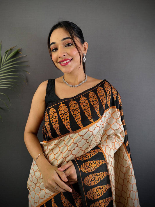 White Soft Banarasi Katan Silk Pattu Saree