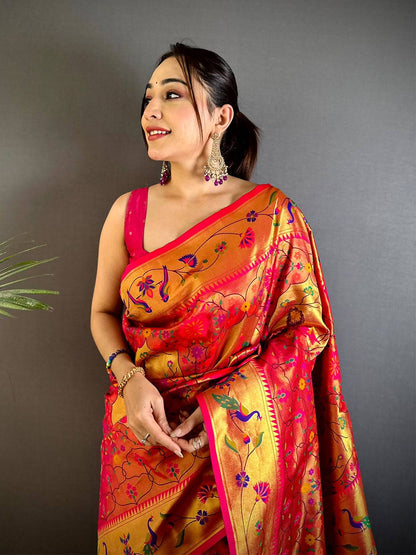 Royal Red Patola Paithani Pattu Saree