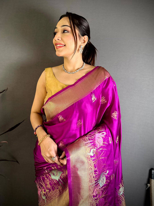 Regal Minakari Satin Silk Pattu Saree


