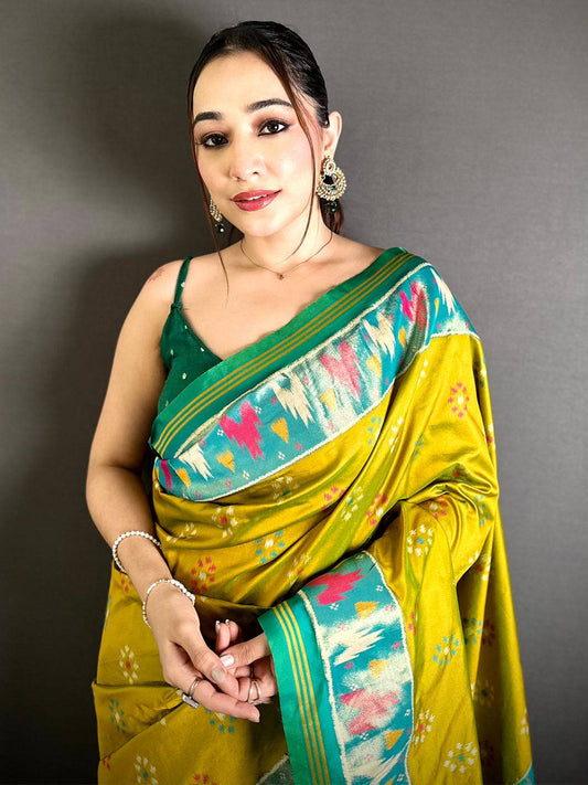 Royal Double Tone Soft Silk Ikkat Butti Pattu Saree