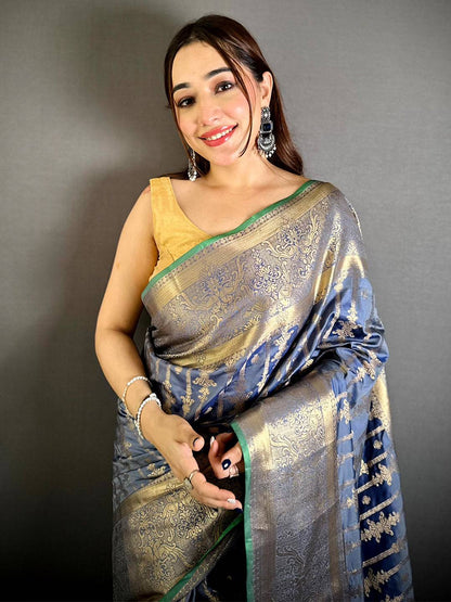 Elegant Banarasi Katan Big Zari Border Pattu Saree
