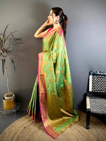Elegant Katan Tussar Feel Zari Border Pattu Saree